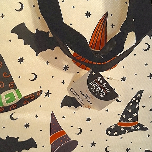 Witch is Batty Tote Bag NEW Witch Hat and Bat Print.Strong Sturdy Bag.Save Earth - Picture 4 of 6